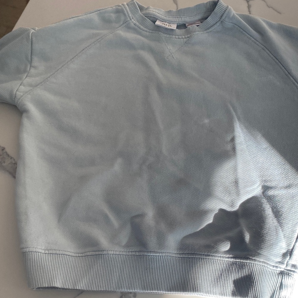 Zara Light Blue Casual Sweatshirt
